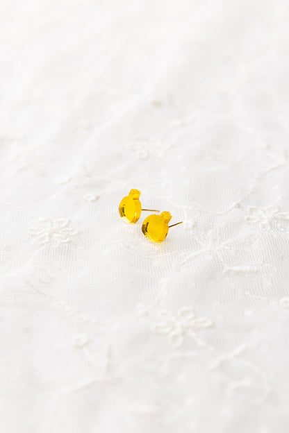Yellow Mirror Pomegranate Stud Earrings