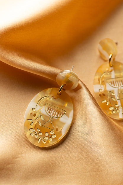 Miriam Menorah Earrings