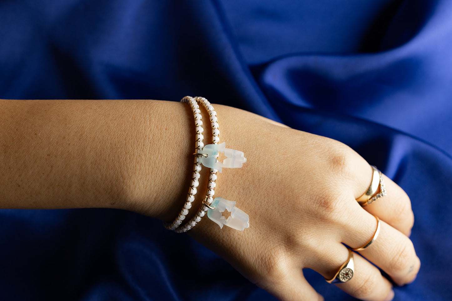 Romi Hamsa Rhinestone Bracelets