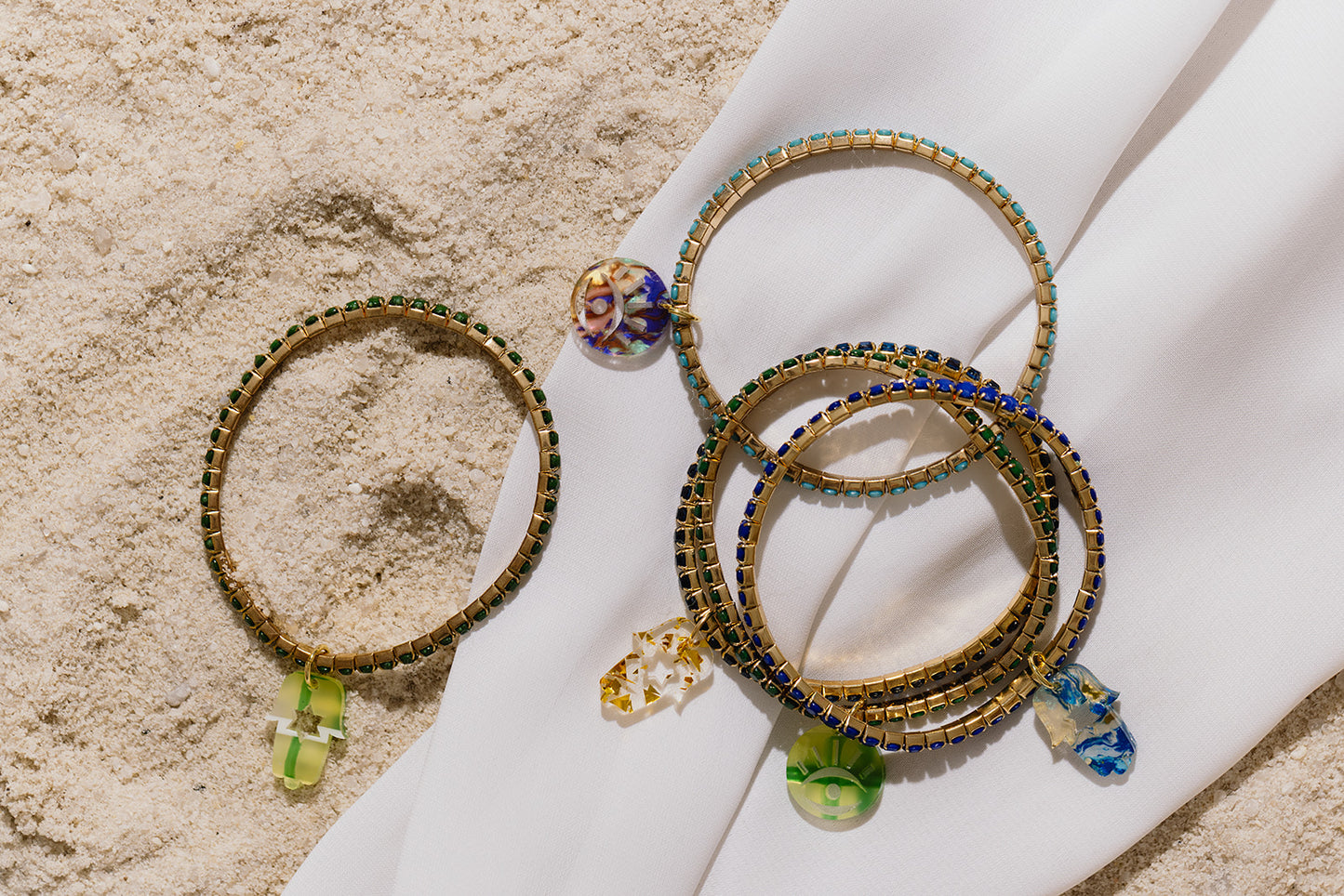 Romi Hamsa Rhinestone Bracelets