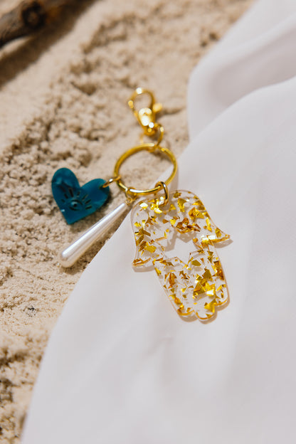 Hamsa Heart Key Chain Bag Charm