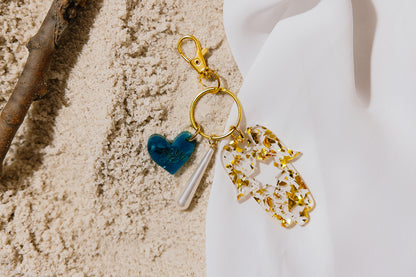 Hamsa Heart Key Chain Bag Charm