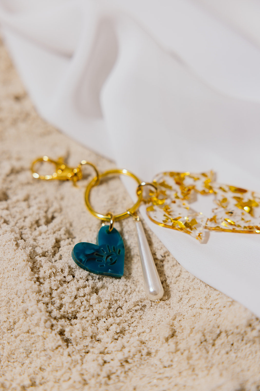 Hamsa Heart Key Chain Bag Charm
