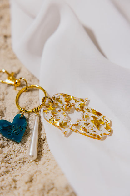 Hamsa Heart Key Chain Bag Charm
