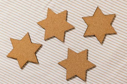 Jewish Star Cork Coaster Set