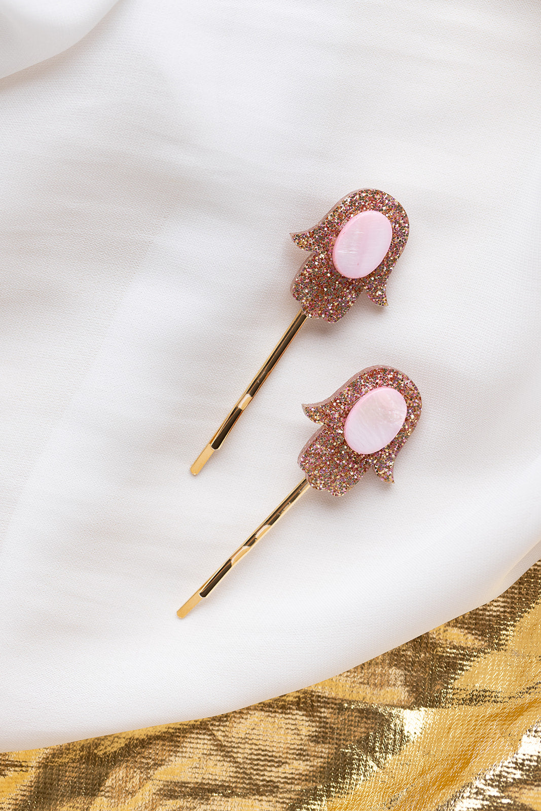 Hamsa Mother of Pearl Hair Pin Set ( Set of 2 )