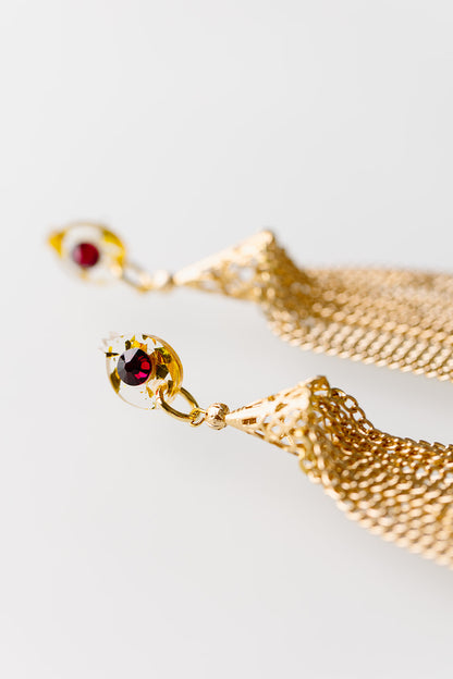 Raz Pomegranate Tassel Earrings