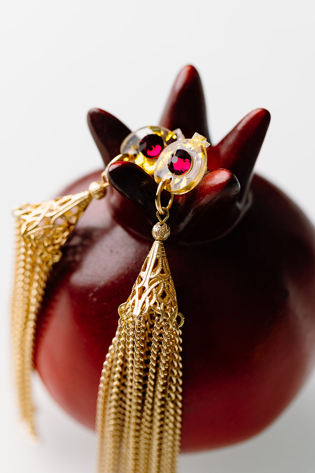Raz Pomegranate Tassel Earrings