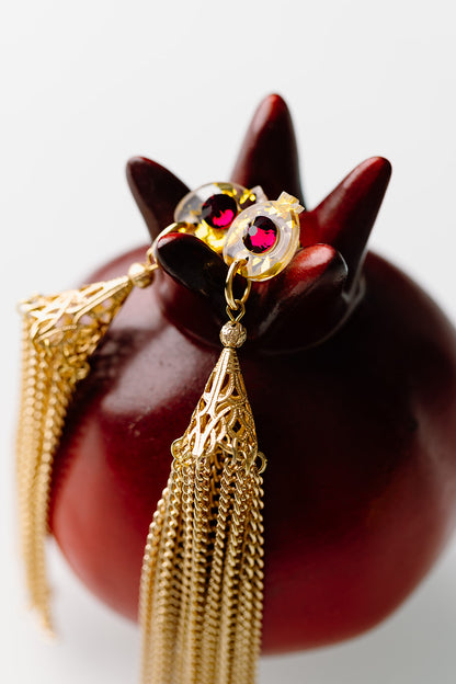 Raz Pomegranate Tassel Earrings