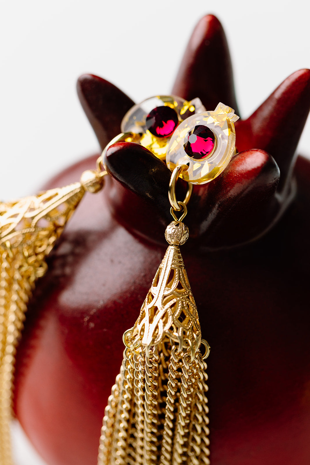 Raz Pomegranate Tassel Earrings