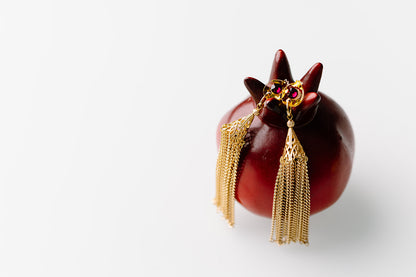 Raz Pomegranate Tassel Earrings