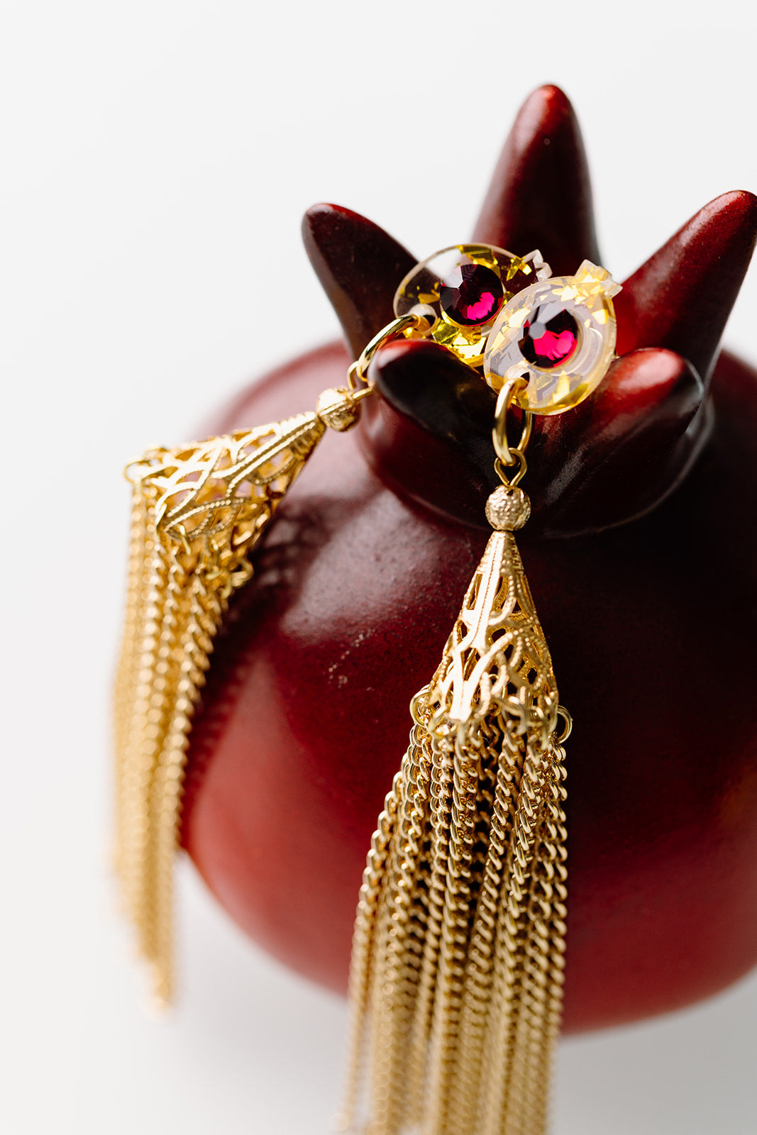 Raz Pomegranate Tassel Earrings