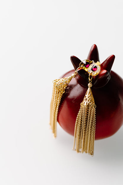 Raz Pomegranate Tassel Earrings