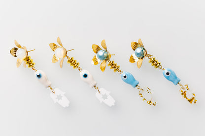 Odelia Fish & Hamsa Earrings