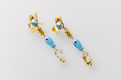 Odelia Fish & Hamsa Earrings