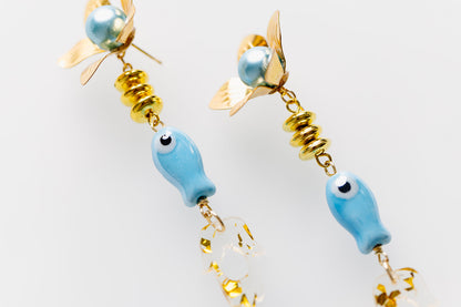 Odelia Fish & Hamsa Earrings