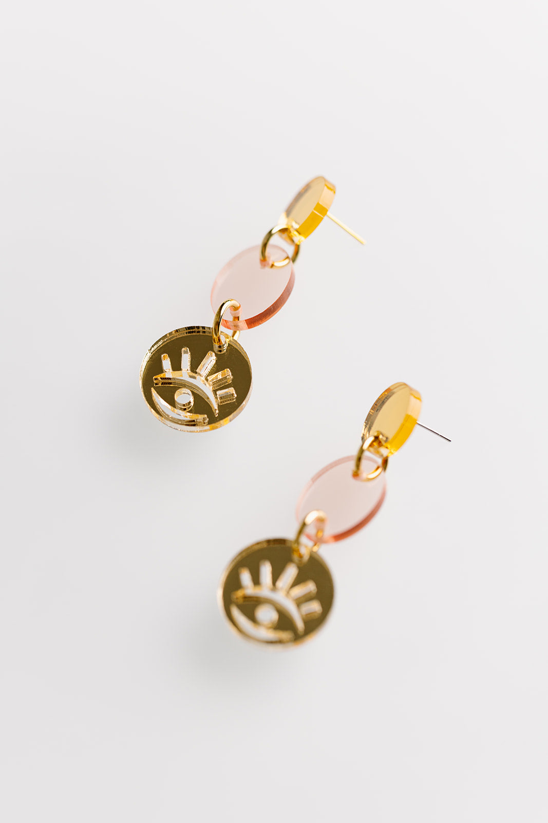Rose Evil Eye Medallion Earrings