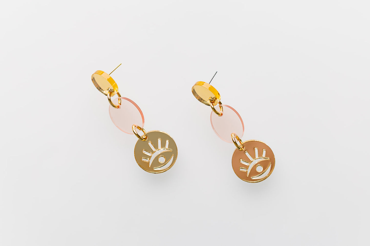 Rose Evil Eye Medallion Earrings