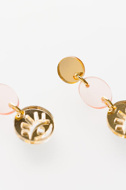 Rose Evil Eye Medallion Earrings