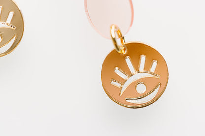 Rose Evil Eye Medallion Earrings