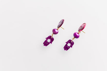 Molly Pearl & Hamsa Earrings