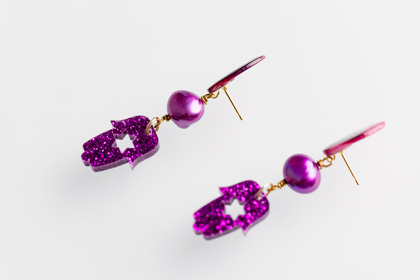 Molly Pearl & Hamsa Earrings