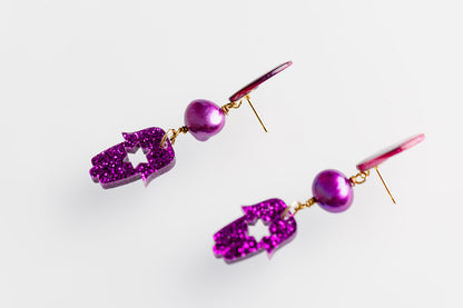 Molly Pearl & Hamsa Earrings