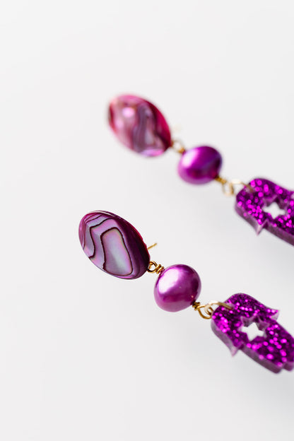 Molly Pearl & Hamsa Earrings