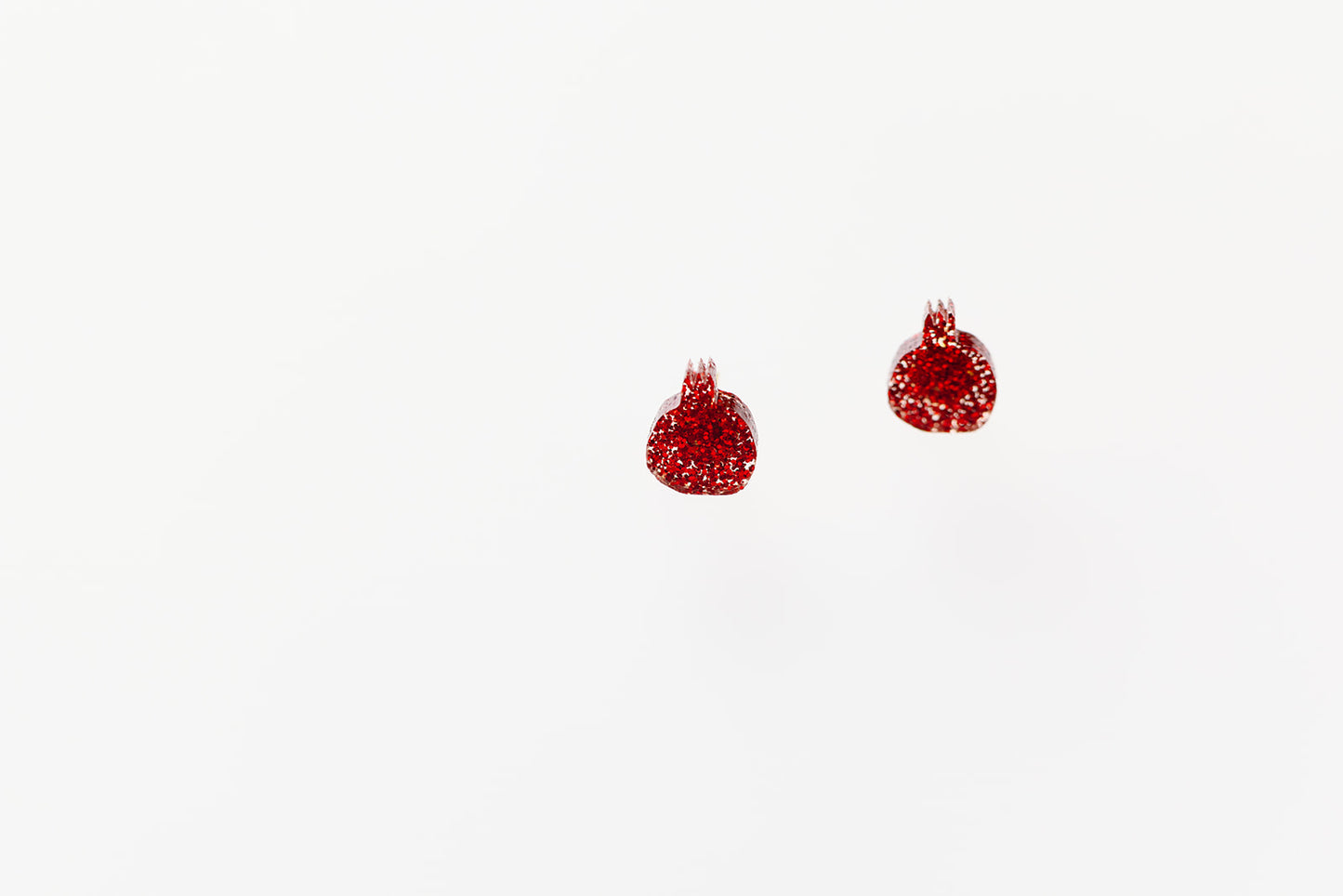 Red Glitter Pomegranate Stud Earrings