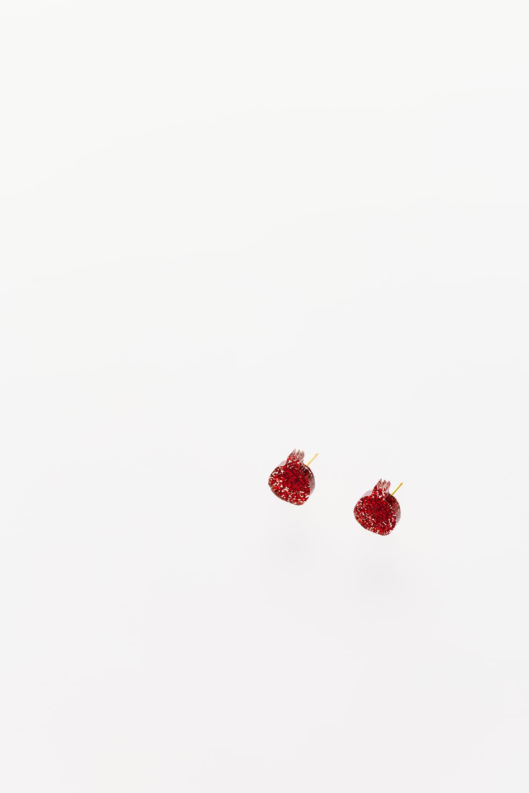 Red Glitter Pomegranate Stud Earrings