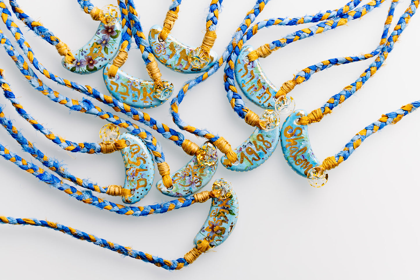 Ceramic & Silk Jewish Virtue Necklaces