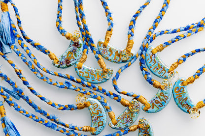 Ceramic & Silk Jewish Virtue Necklaces