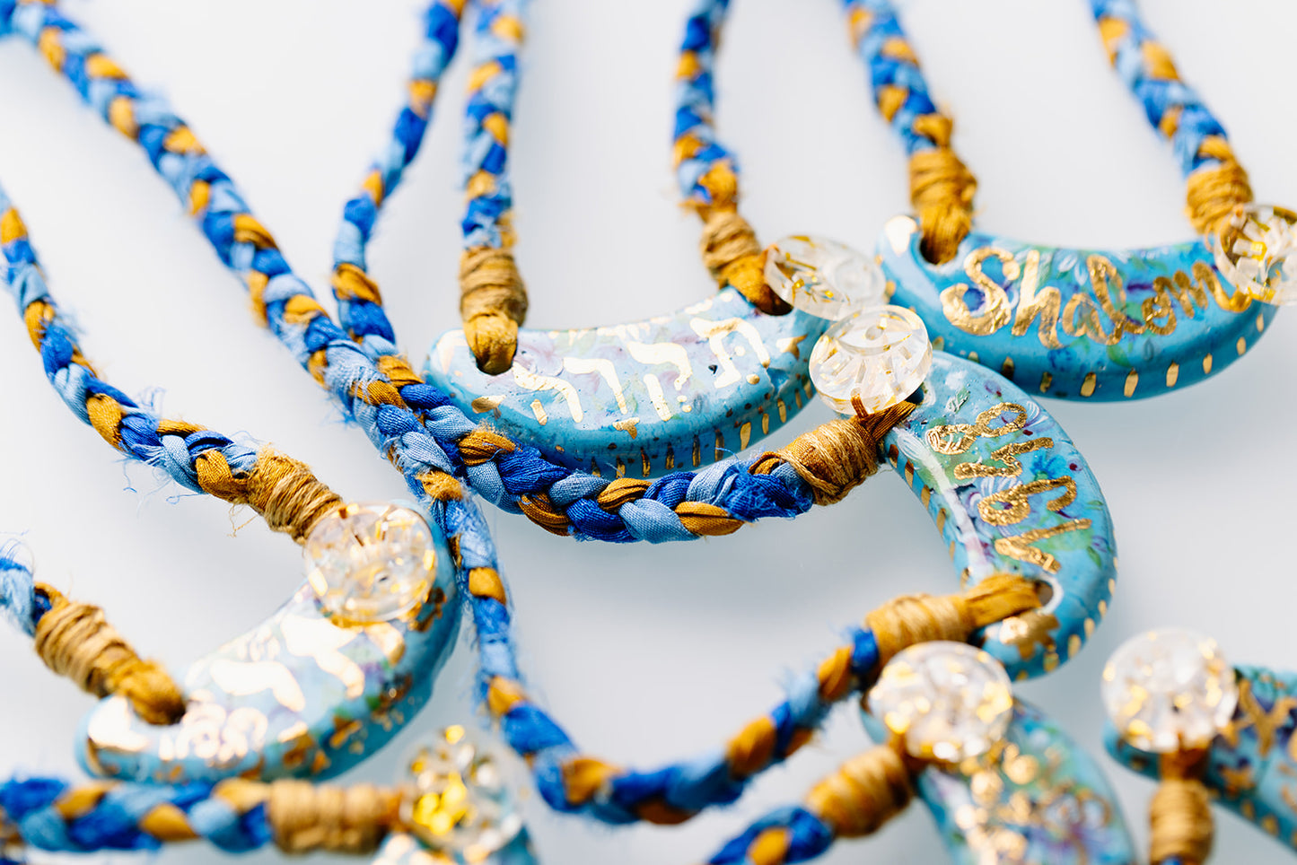 Ceramic & Silk Jewish Virtue Necklaces
