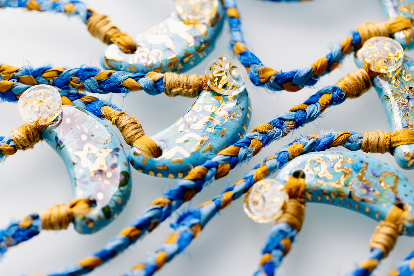 Ceramic & Silk Jewish Virtue Necklaces