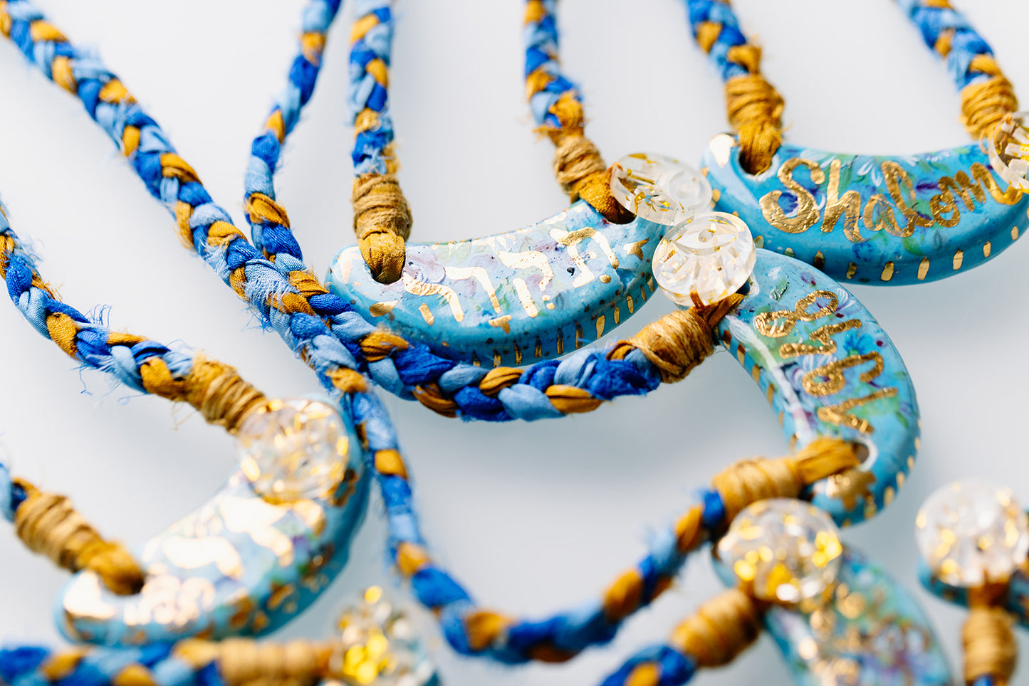 Ceramic & Silk Jewish Virtue Necklaces