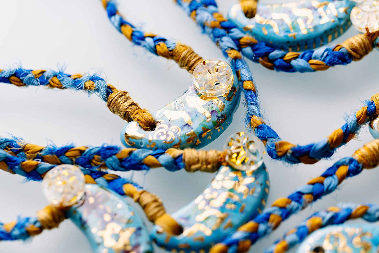 Ceramic & Silk Jewish Virtue Necklaces