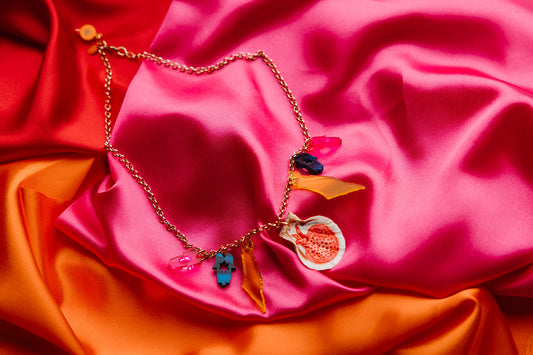 Hand Painted Pomegranate Charm Necklace