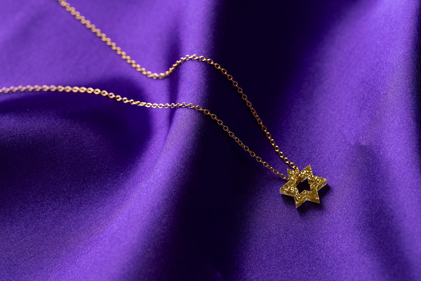 Petite Floating Magen Necklace - Light Gold Glitter