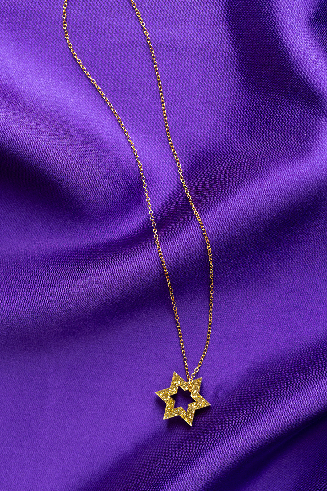 Petite Floating Magen Necklace - Light Gold Glitter