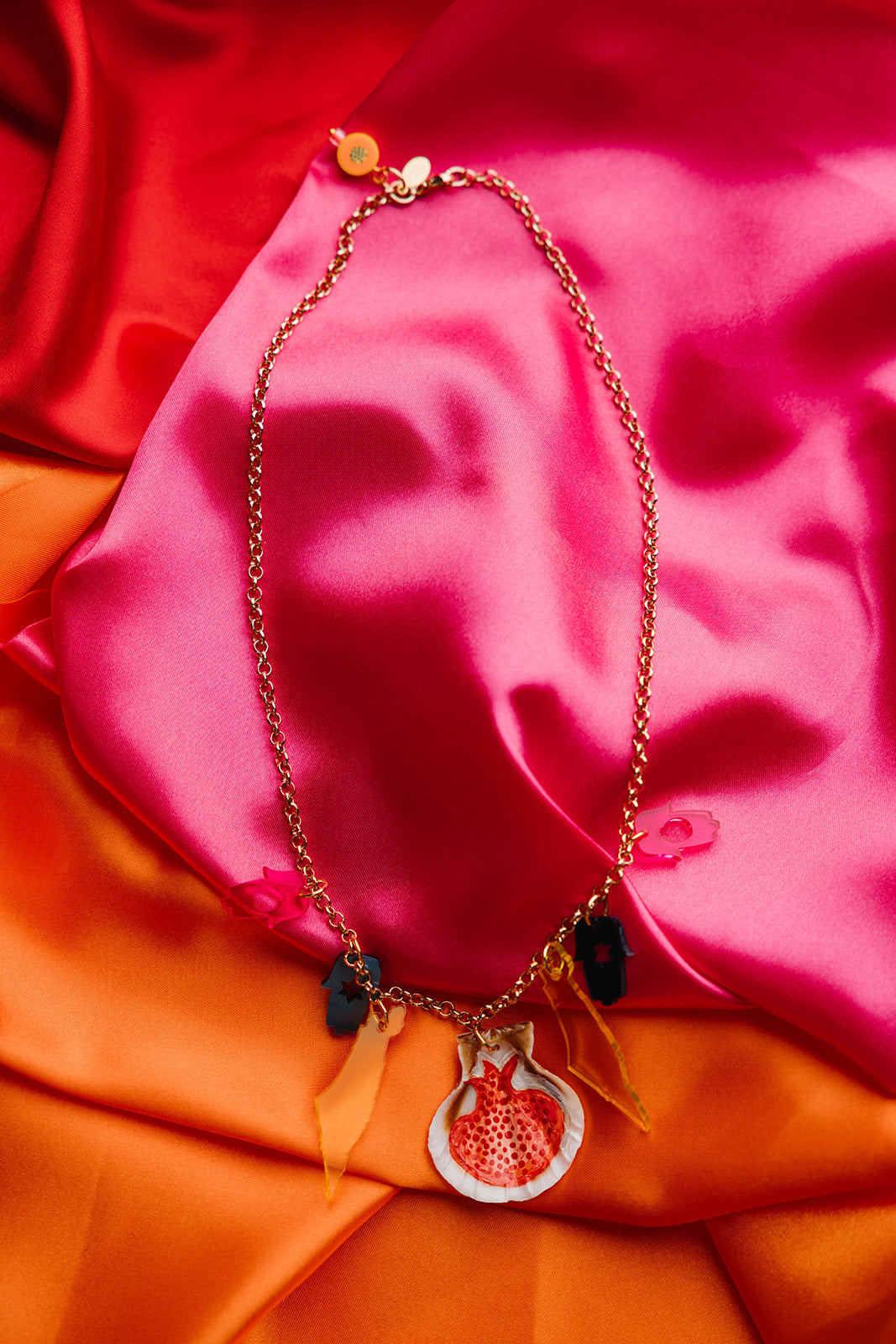 Hand Painted Pomegranate Charm Necklace