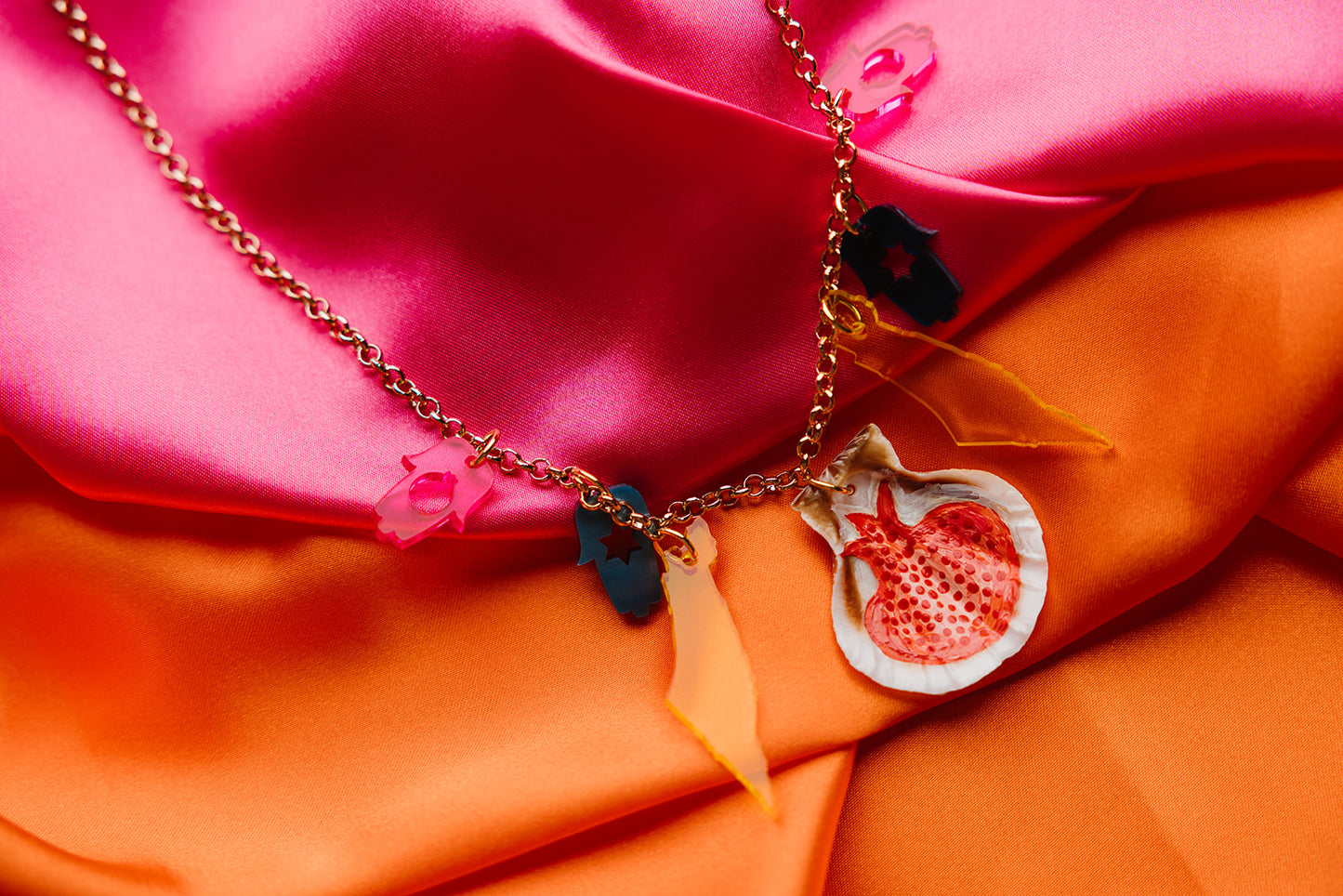 Hand Painted Pomegranate Charm Necklace