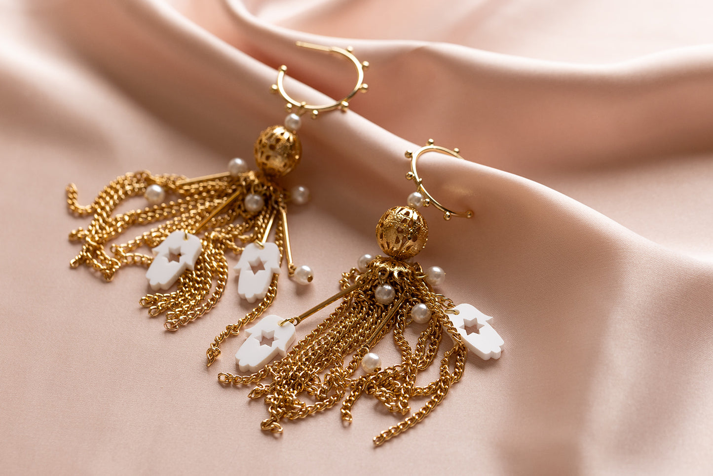 Meira Tassel Hamsa Earrings