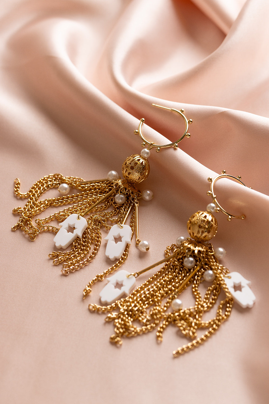 Meira Tassel Hamsa Earrings