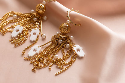 Meira Tassel Hamsa Earrings