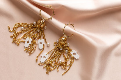 Meira Tassel Hamsa Earrings