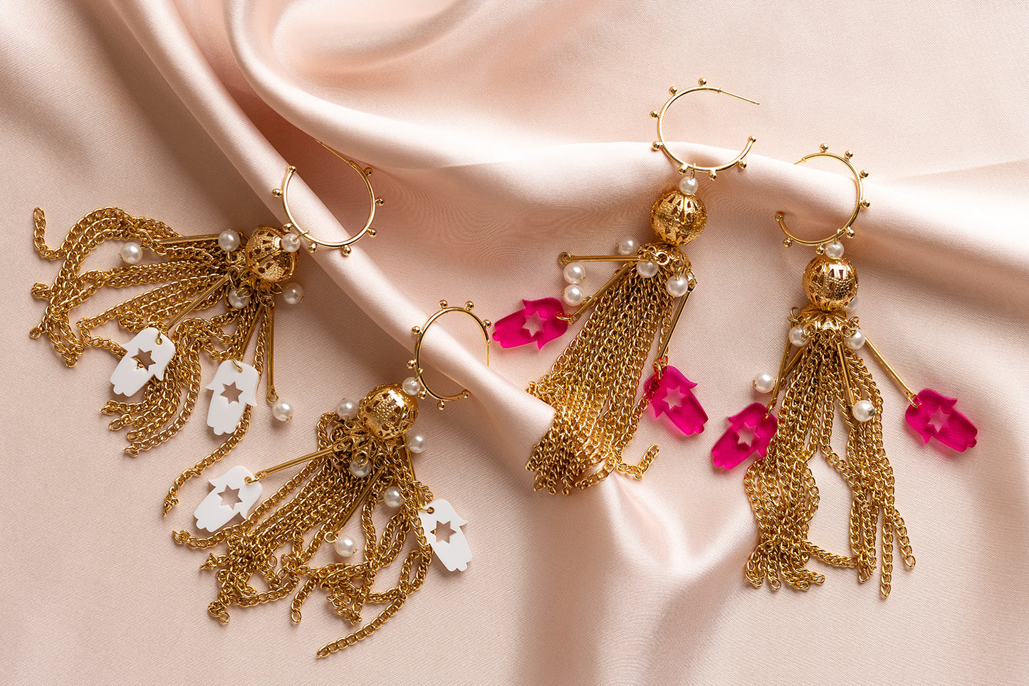 Meira Tassel Hamsa Earrings