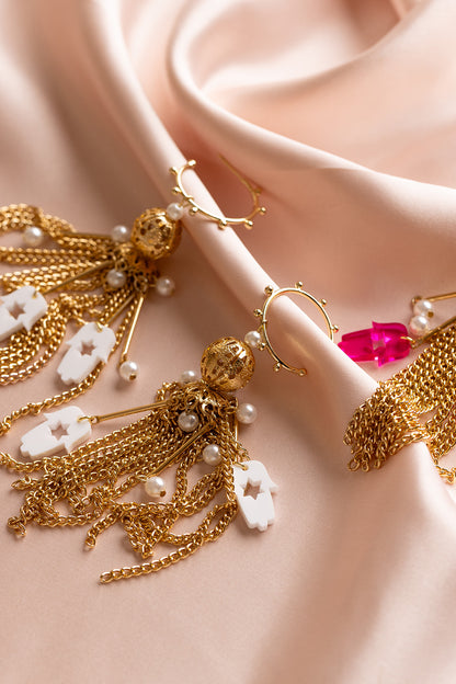 Meira Tassel Hamsa Earrings