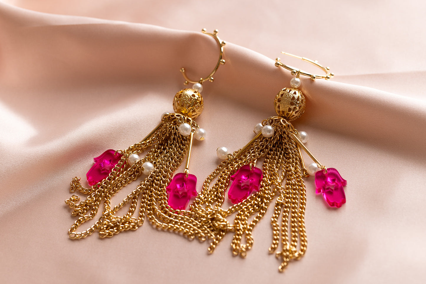 Meira Tassel Hamsa Earrings