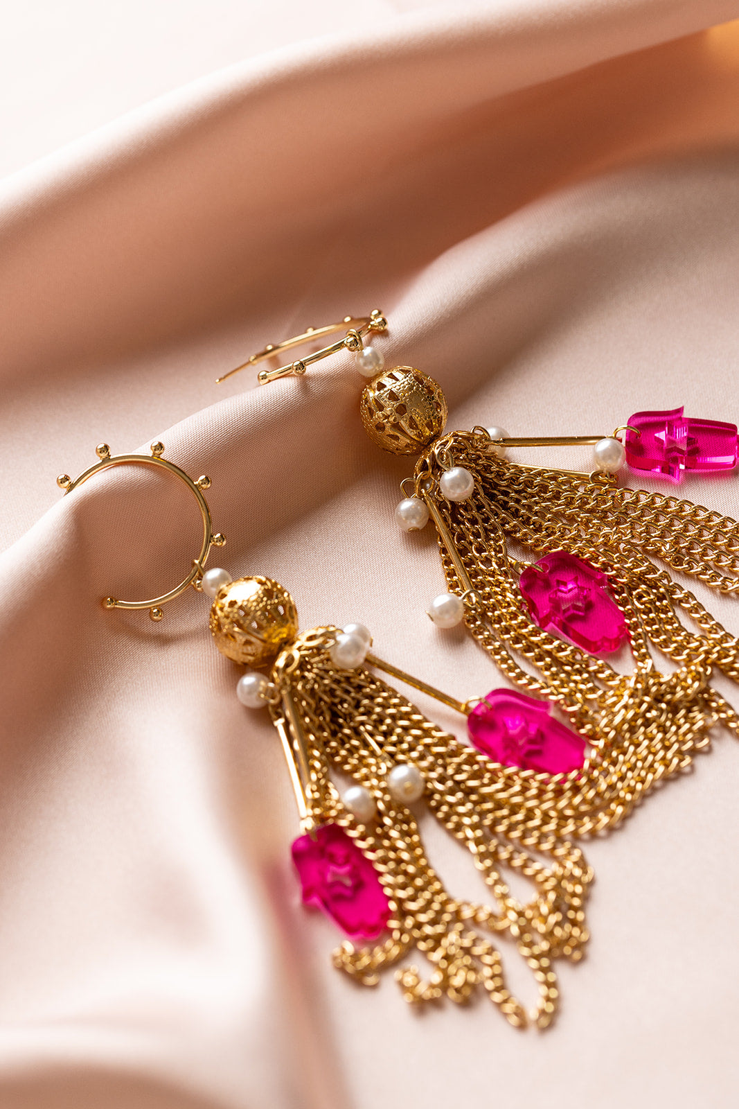 Meira Tassel Hamsa Earrings