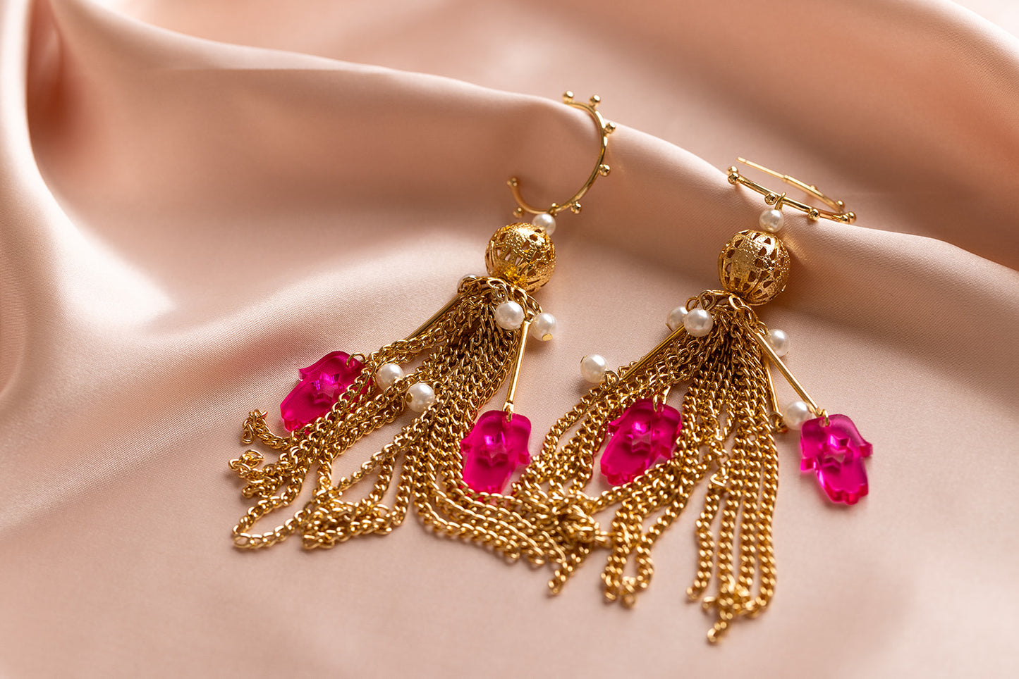 Meira Tassel Hamsa Earrings